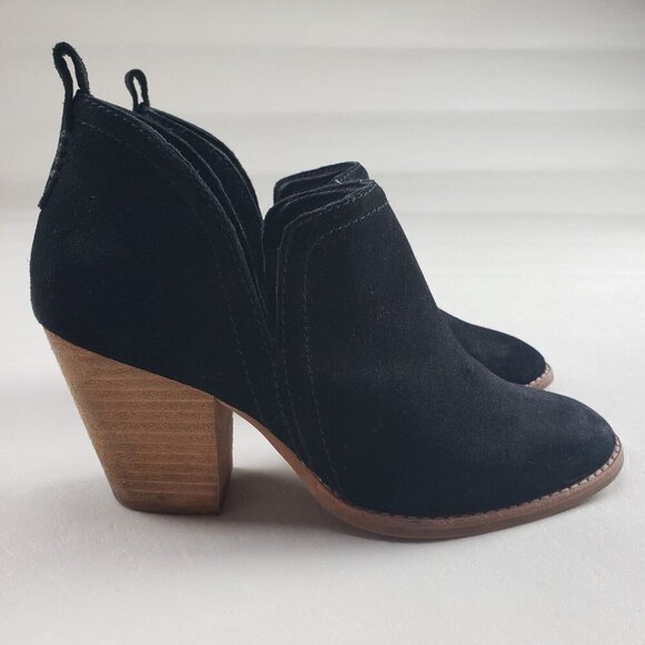 Jeffrey Campbell Rosalee Ankle Boot Womens 8 Black Suede Block Heel Slip On - Picture 5 of 12